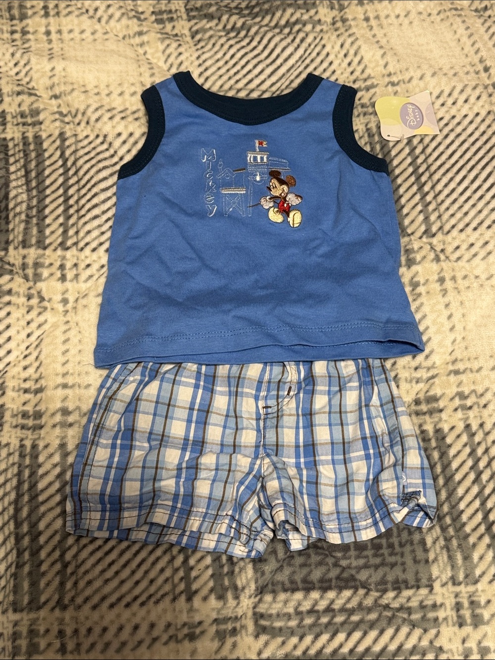 Baby Blue Mickey Sleeveless Short Set